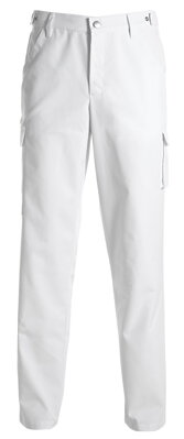 Nohavice so stehennými vreckami 18116 biele / unisex