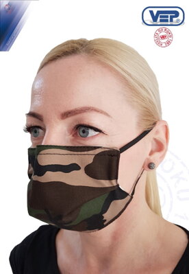 Ochranné rúško - maskáčové BALENIE 3 ks + popruh na zavesenie