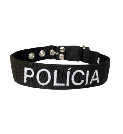 Obojok s výšivkou POLÍCIA čierny šírka 4 cm / 45 -výpredaj