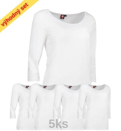 Set / Tričko strečové pre zdravotníkov 3/4 0591 / dámske biele-5ks